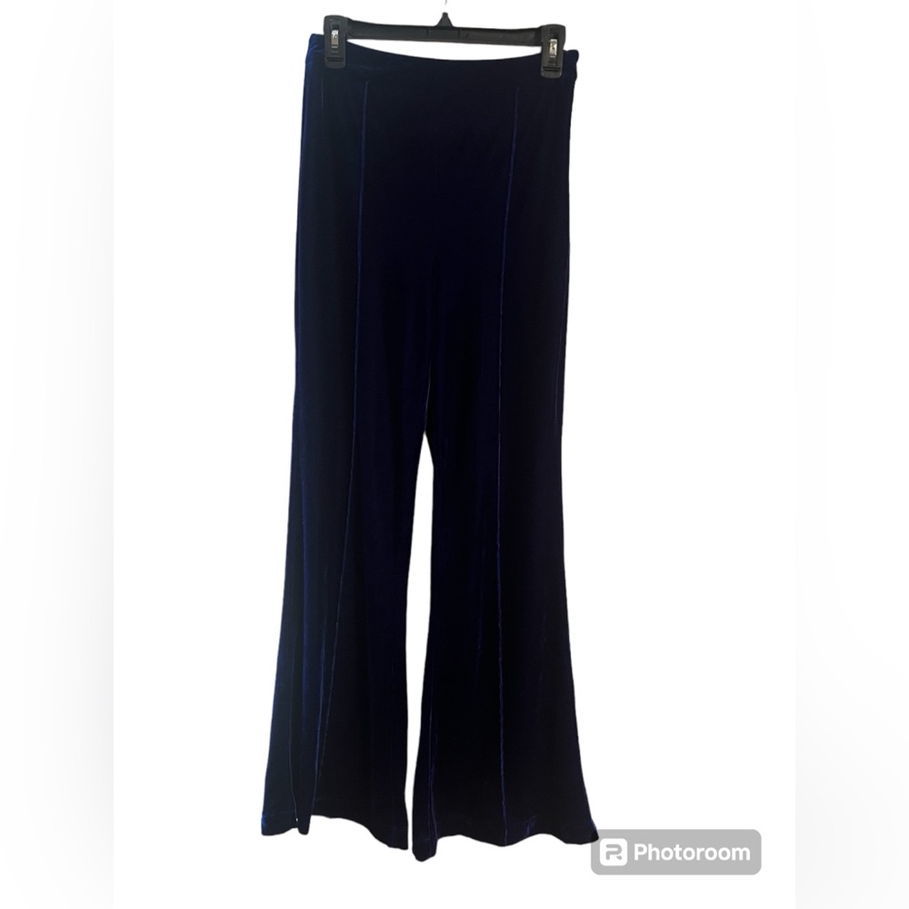Velvet blue flare pants